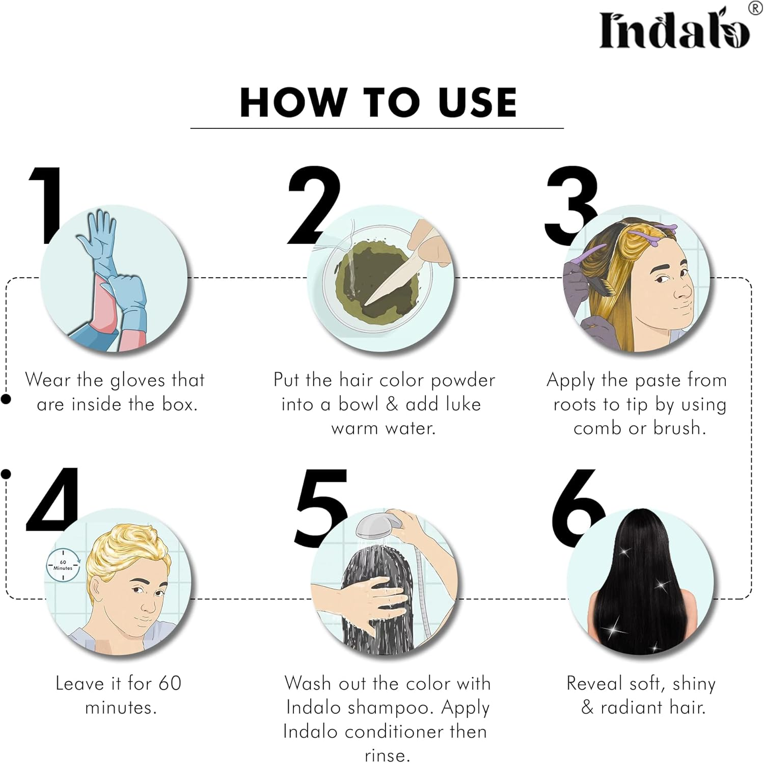 Indalo Natural Hair Color Soft Black | No Ammonia, No Paraben, No PPD, Soft Black Hair Color | Suitable for Men & Women (100G) image number 1