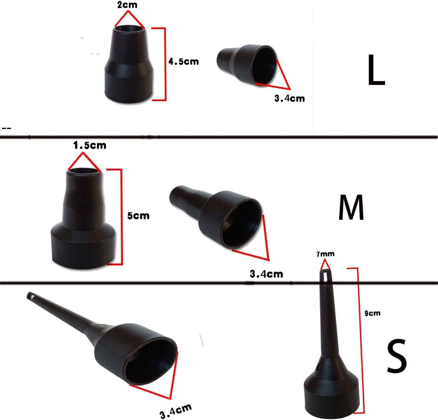 6 Black Electric Air Pump Nozzles - Multifunctional Mattress Air Pumps, Vacuum Compression Bag Pump Nozzles, Portable Air Extraction Tools, Suitable for Home and Travel Use image number 3