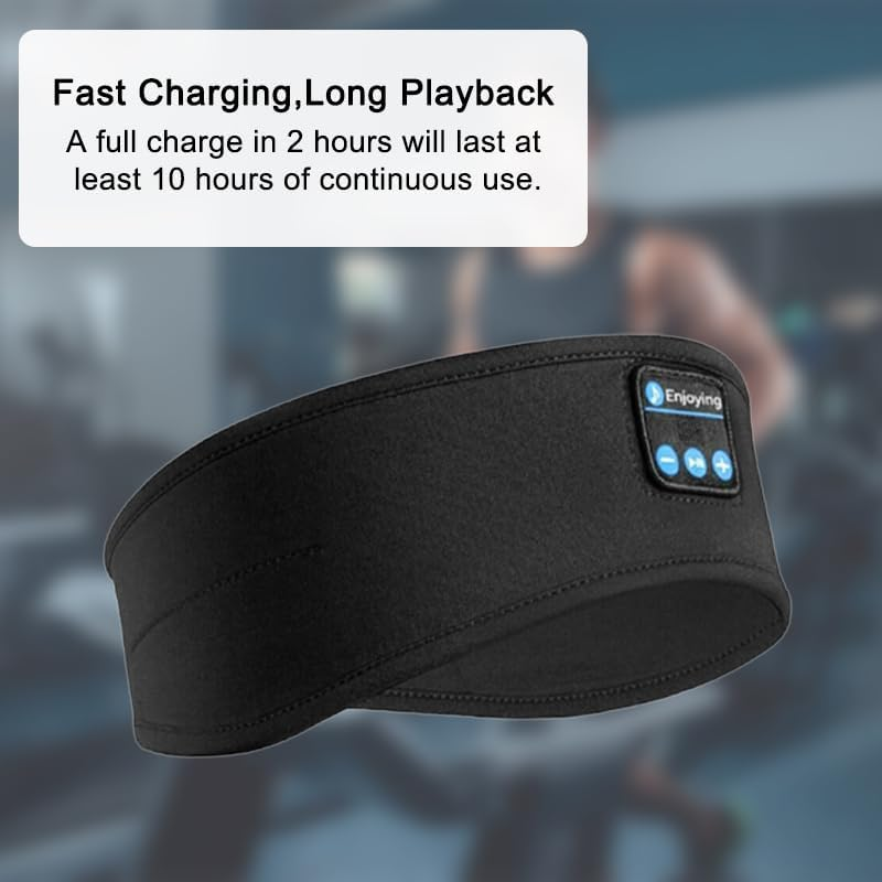 Leona Co Sleep Headphones Bluetooth 5.2 Headband, Sports Wireless Earphones Music Sleeping Eye Mask Earbuds with HD Stereo Speaker for Mom Women Teen Running Cool Gadgets Unique Gifts (Black) image number 5