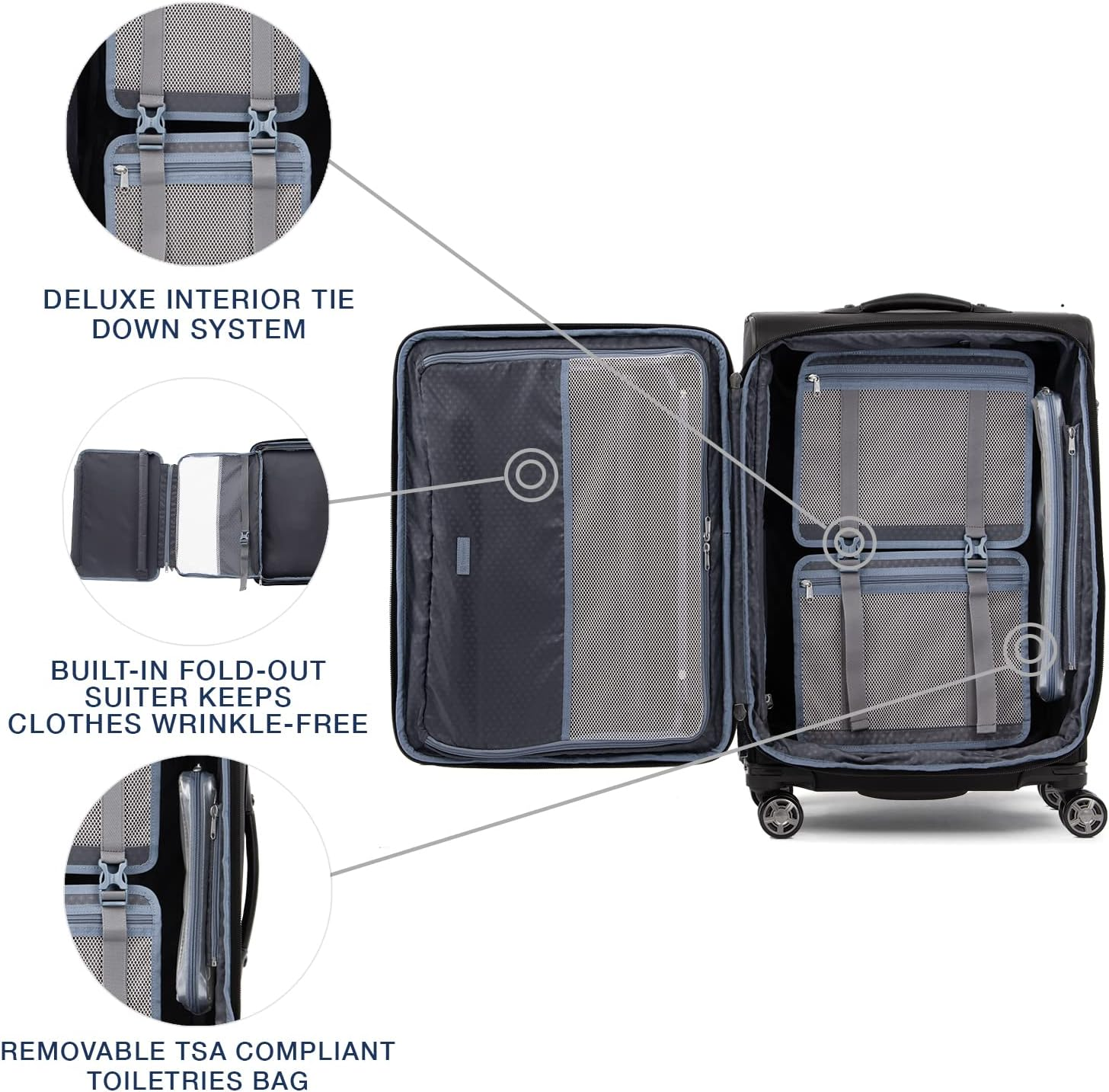Travelpro Platinum Elite Softside Expandable Luggage 8 Wheel Spinner Suitcase image number 2