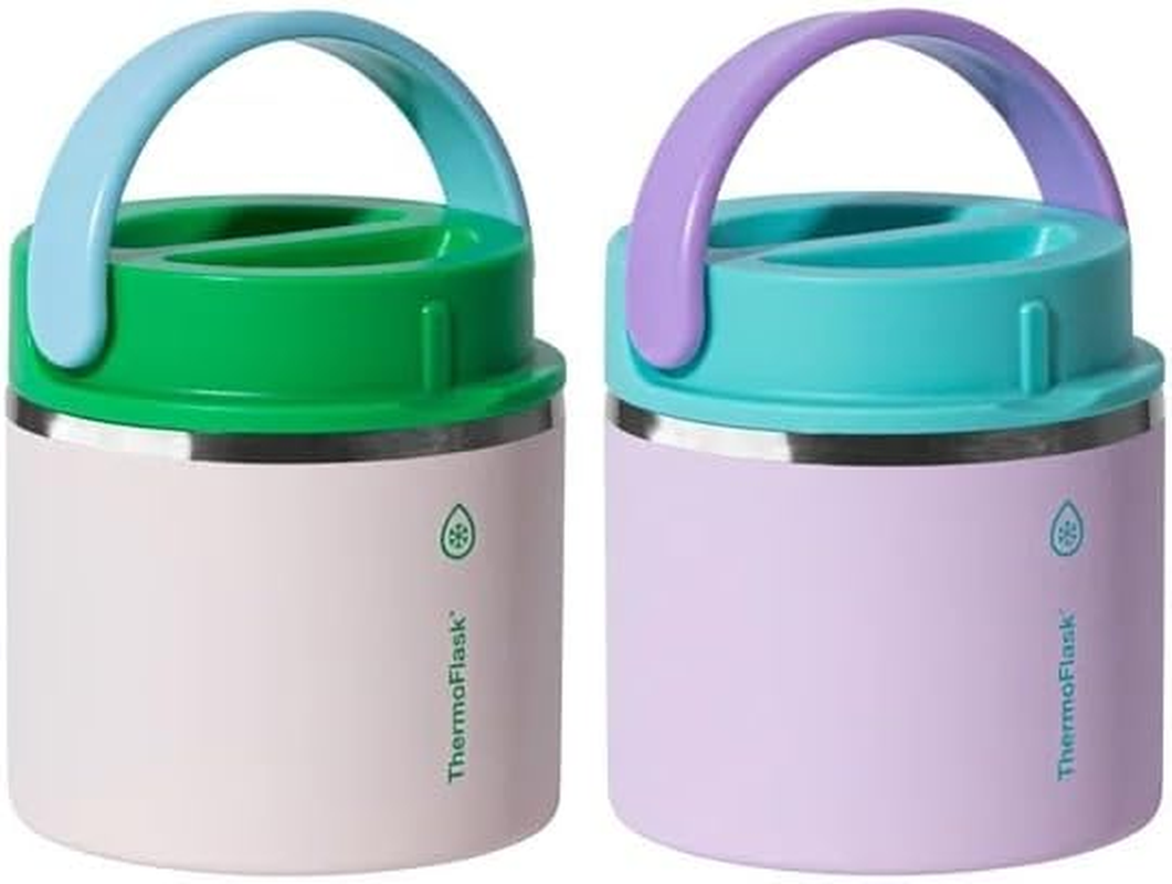 Thermoflask 20 Oz Insulated Food Jar, 2-Pack, Pink and Blue, Hot 12 Hours Cold 24 Hours (Pink and Blue)