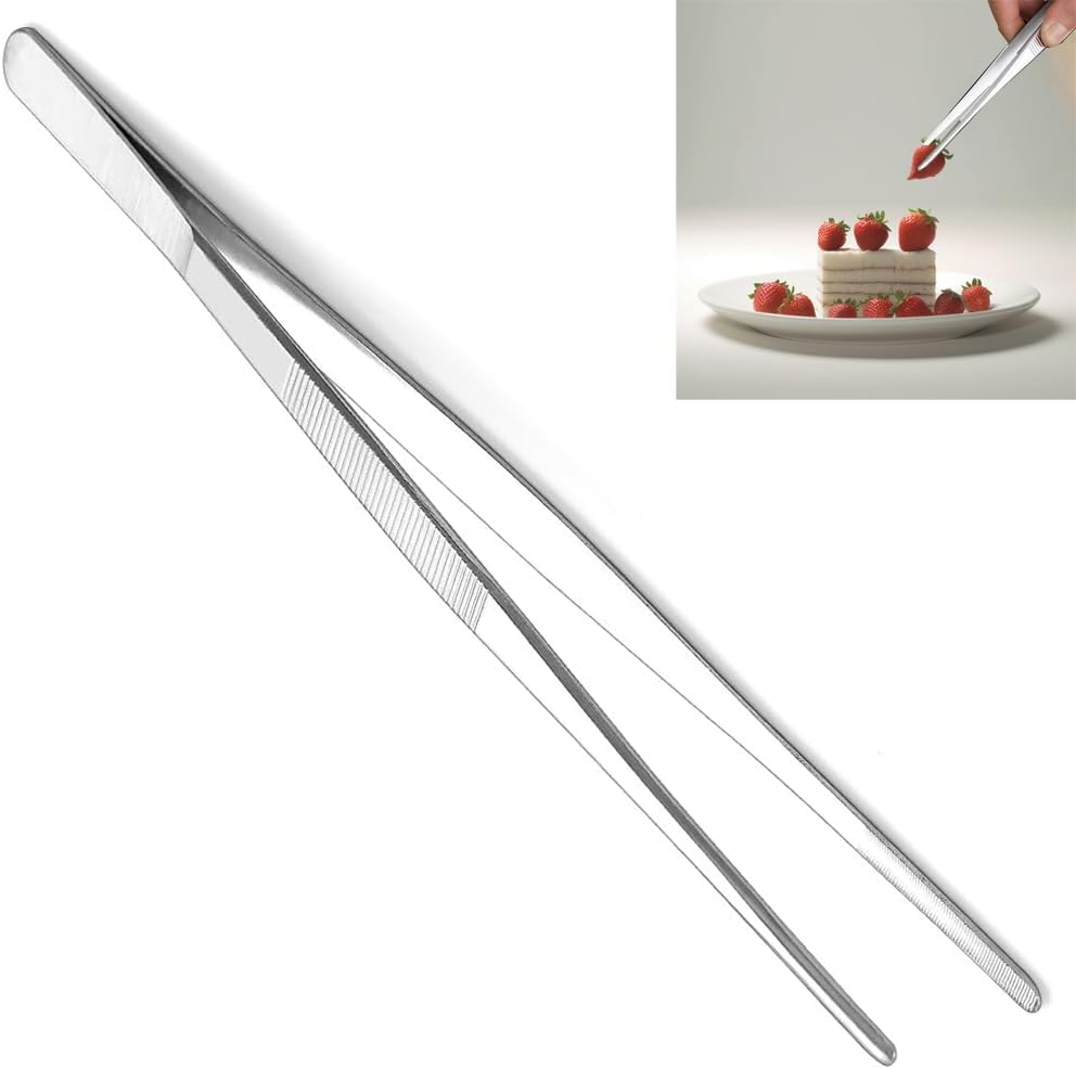 Kitchen Tweezers Fine Tweezer Tongs, Extra-Long Stainless Steel Cooking Tweezers Cooing Tong Dishwasher Safe image number 5