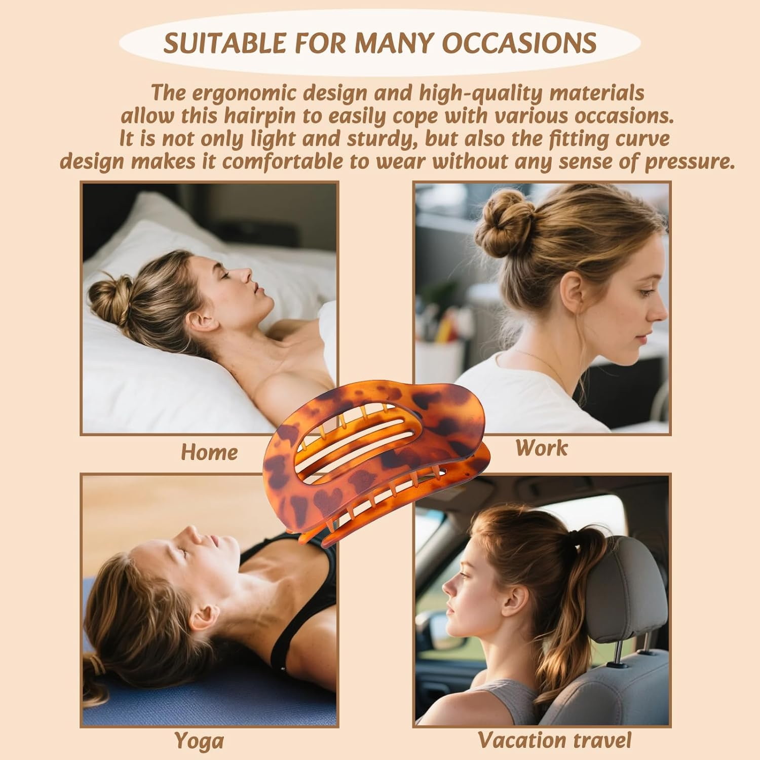 Moerstar Pack of 6 Women'S Hair Clips, Large Simple Elegant Non-Slip Flat Claw Clip Strong Hold Hair Clips for Thick Thin Fine Hair Women Girls (Style 1)