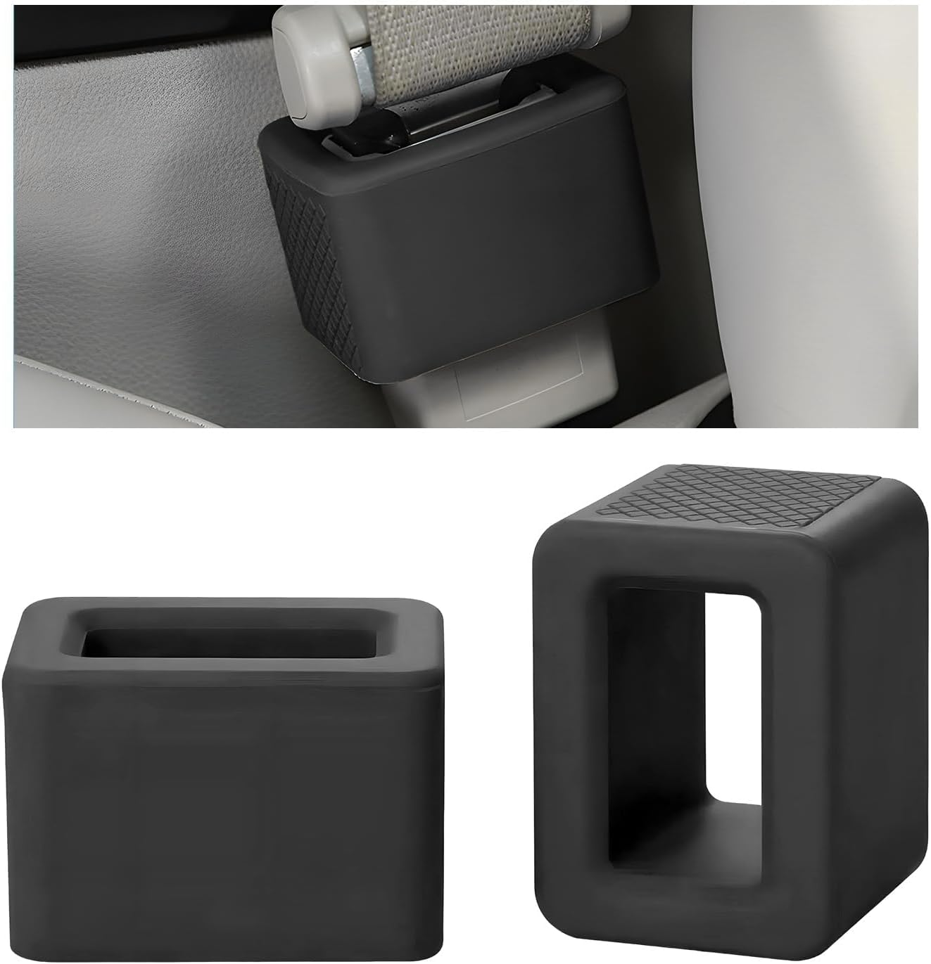 2 PCS Car Seat Belt Buckle Holder, Silicone Auto Seat Belt Buckle Booster, Easy Access Seatbelt Buckle Cover for Kids, Universal Vehicle Safety Accessories for Most Cars (Black) image number 2