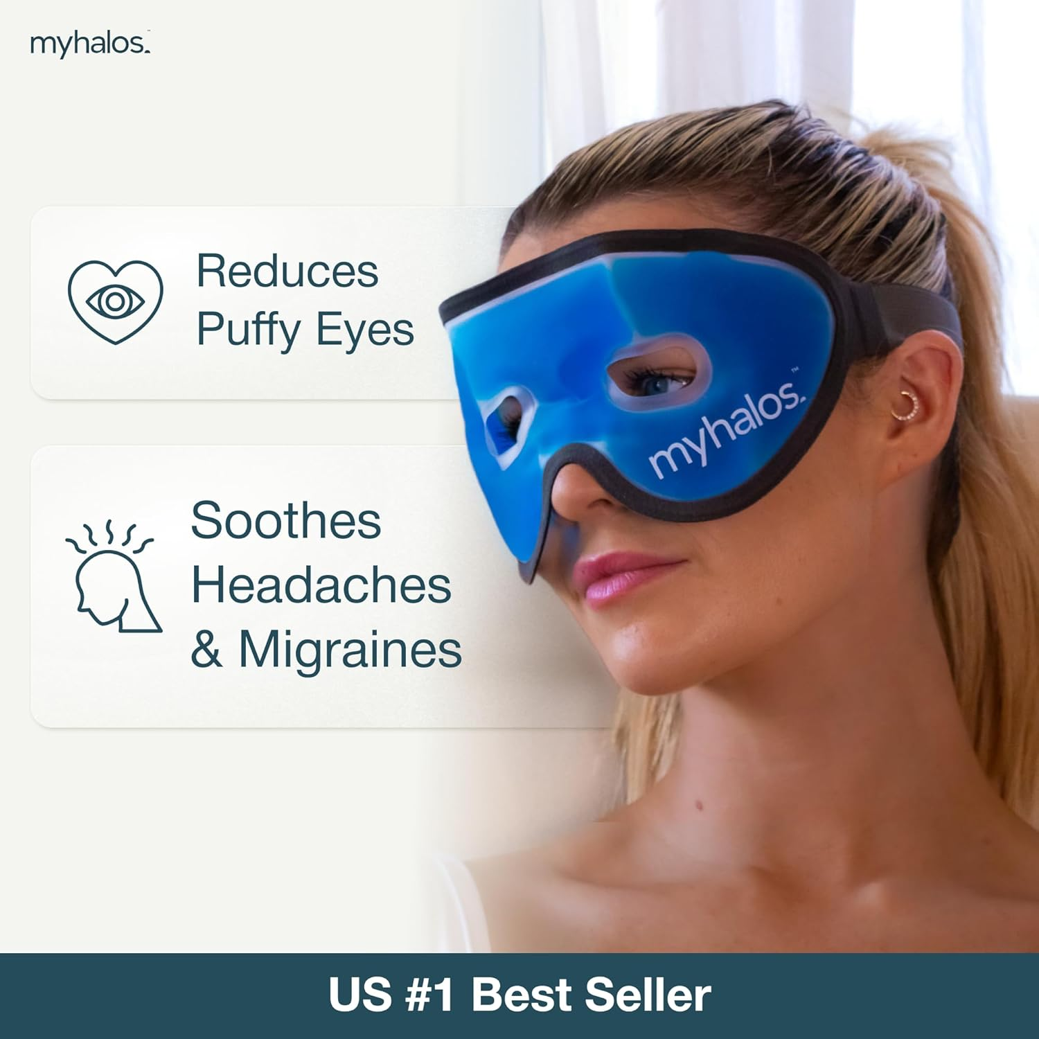 Cooling Eye Mask -Myhalos Mask- Reusable Gel Eye Mask for Cold Therapy- Our Ice Eye Mask Helps Soothe Puffy Eyes and Dark Circles Cold Eye Mask - Pink image number 2