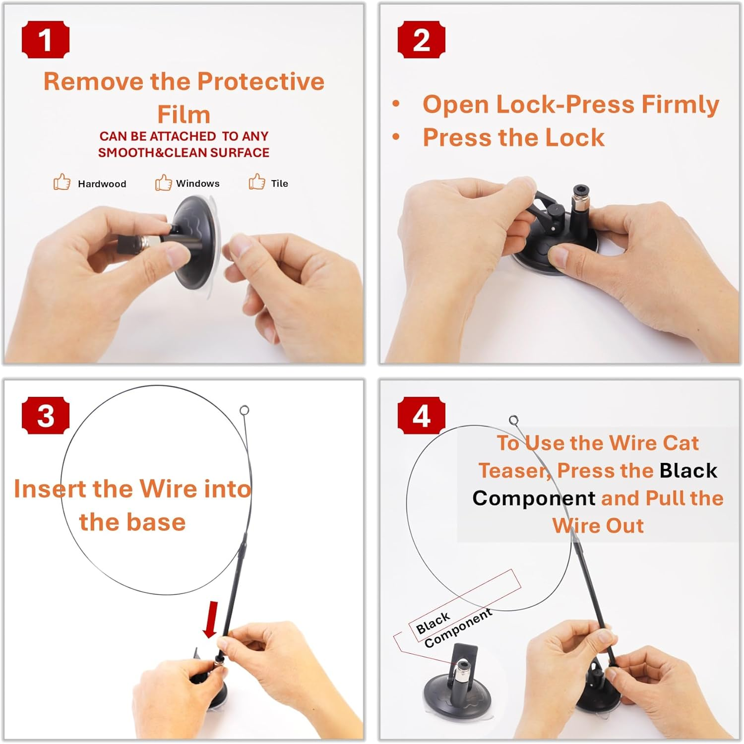 ZAYLUMO Interactive Cat Toys - Wand Toy with Suction Cup, 6 Bird & 5 Feather Replacement Heads, Perfect for Bored Indoor Cats &ndash; Engaging Cat Products with Bells & Natural Feathers image number 3