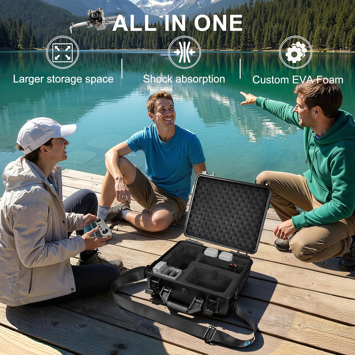 Lekufee Waterproof Hard Carrying Case for DJI Mini 5 Pro Drone, Fly More Combo, DJI RC 2/RC N3, Battery(6 Pcs), Charging Hub, and Other Accessories(Case Only)