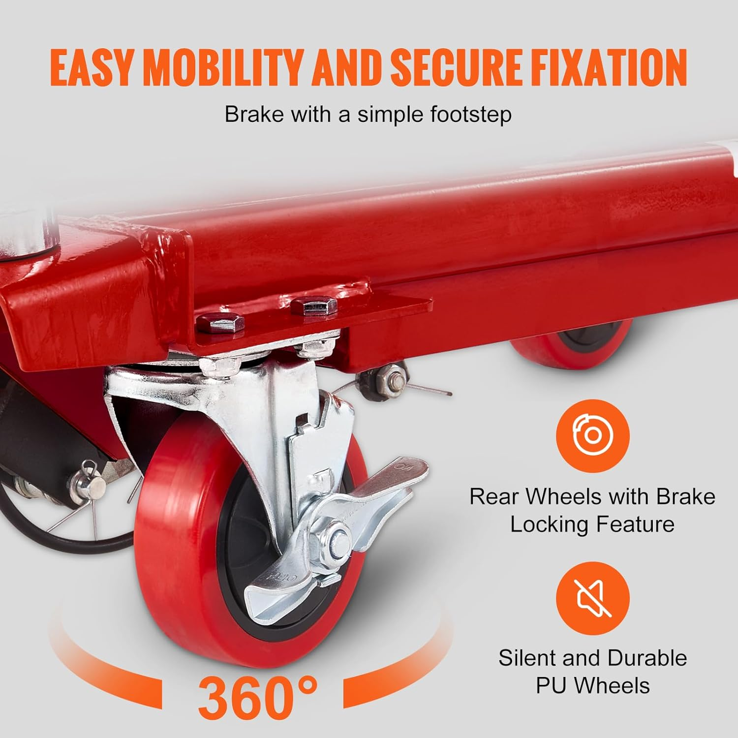 VEVOR Hydraulic Lift Table Cart, 500Lbs Capacity 28.5" Lifting Height, Manual Single Scissor Lift Table with 4 Wheels and Non-Slip Pad, Hydraulic Scissor Cart for Material Handling, Red image number 4