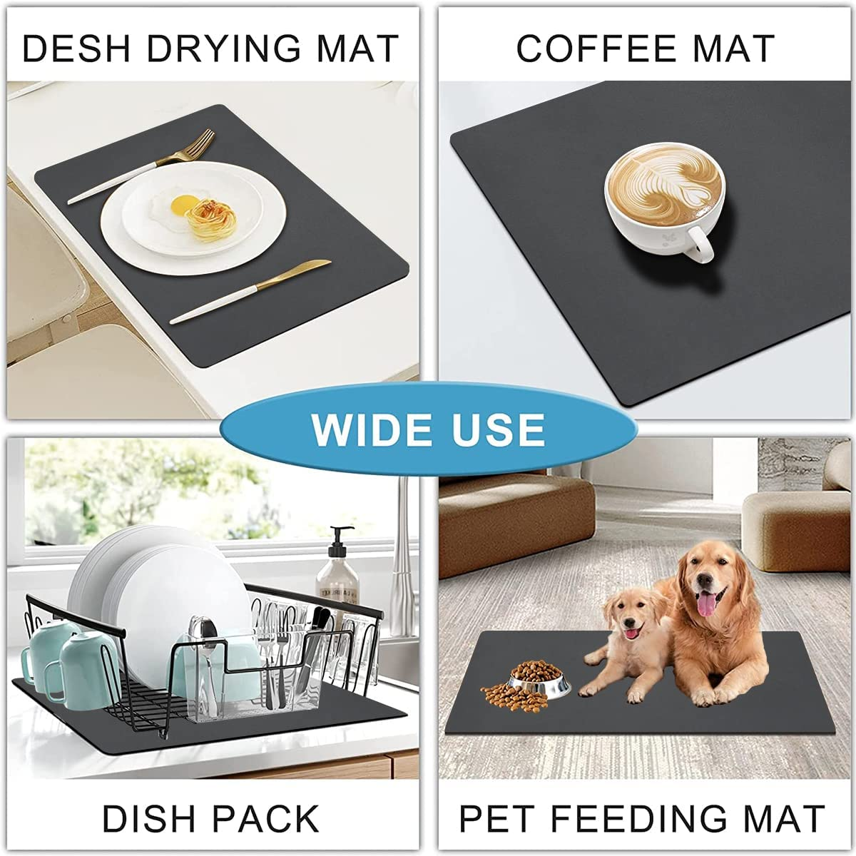 Coffee Mat Hide Stain Rubber Backed Absorbent Coffee Maker Mat for Countertops Coffee Bar Mat Decor Bar Spill Mat Rubber Dish Drying Mat Coffee Bar Accessories for Kitchen Counter(50X60Cm) image number 2