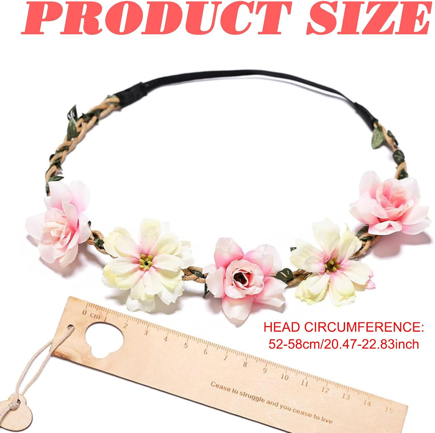 KASESSS 6 Pieces Flower Crown, Flower Headband, Multicolour Flower Hair Band, Floral Headband for Women Girls, Flower Crown Headband, Flower Wreath Hairband Festival Hair Accessories for Wedding Party image number 6
