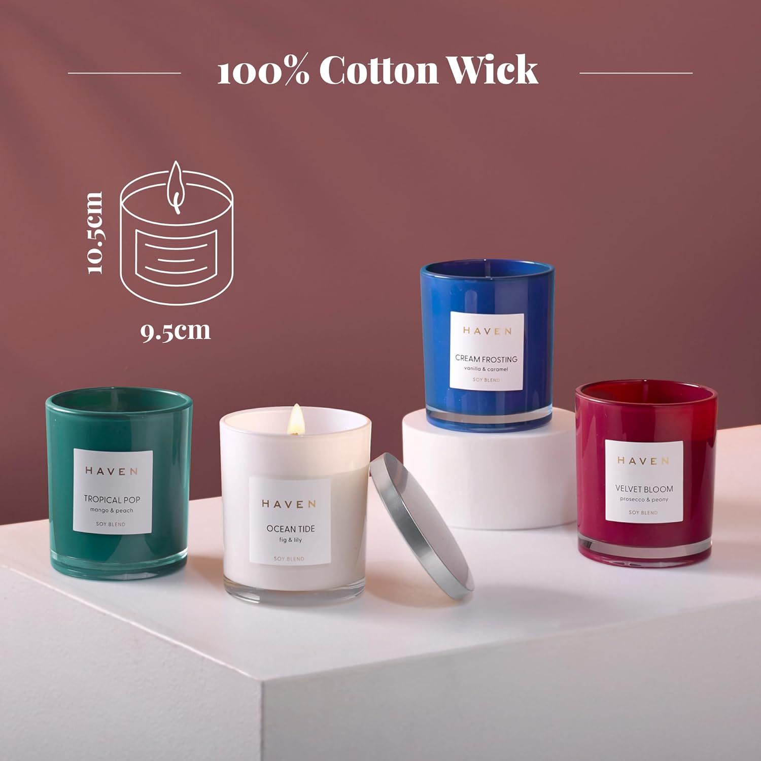 Haven Vanilla & Caramel Scented Soy Blend Wax Candle - Cream Frosting Aromatherapy Home Fragrance & Decor image number 2