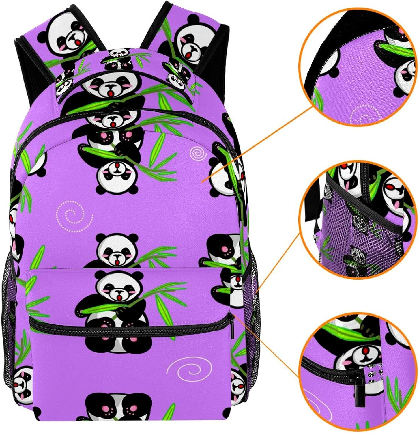 Cute Pandas Backpack Students Shoulder Bags Travel Bag College School Tote Backpacks image number 1