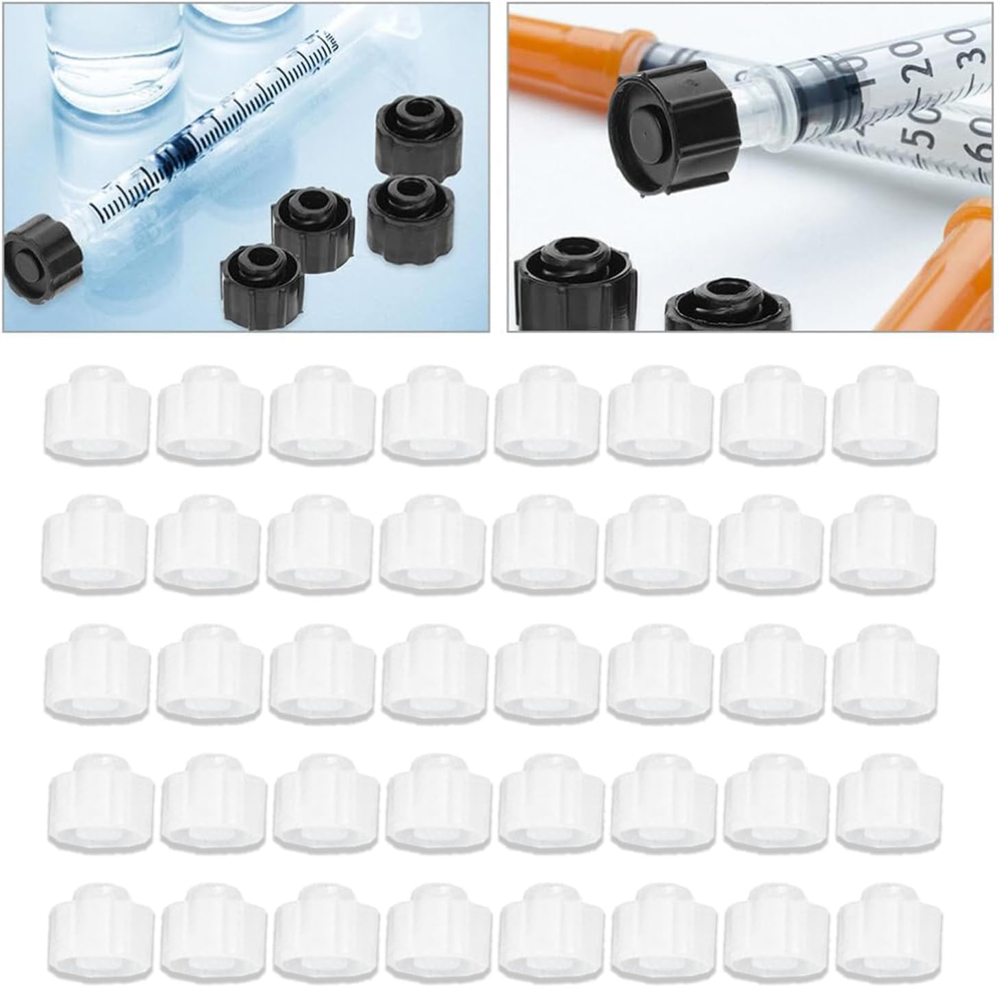 Plug Luer Lock Cap Tip Caps for End Cap, 50Pcs Dispensing Plug Adapter Dispensing Tip Cap,Dispensing Plug Adapter End Cap End Cap Dispensing Cap,Plug Adapter Connector Cap Dispensing Cap End Cap,White - Blue image number 5