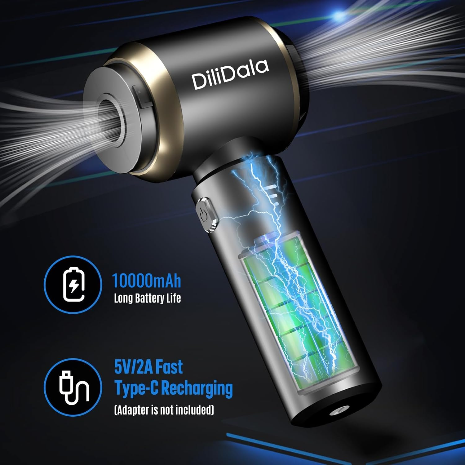 Car Vacuum Cleaner Cordless, Handheld Vacuum 22000PA High Power Suction, 4-In-1 Compressed Air Duster & Air Blower & Pump, Portable Vacuum Cleaner with 3 Gears for Home, Pet, Keyboard (Grey)