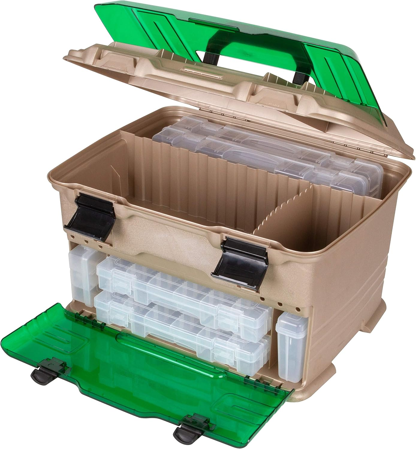 Flambeau Outdoors T5 Multiloader Tackle Box, Fishing Organizer with Tuff Tainer Boxes Included, Green/Gold image number 2