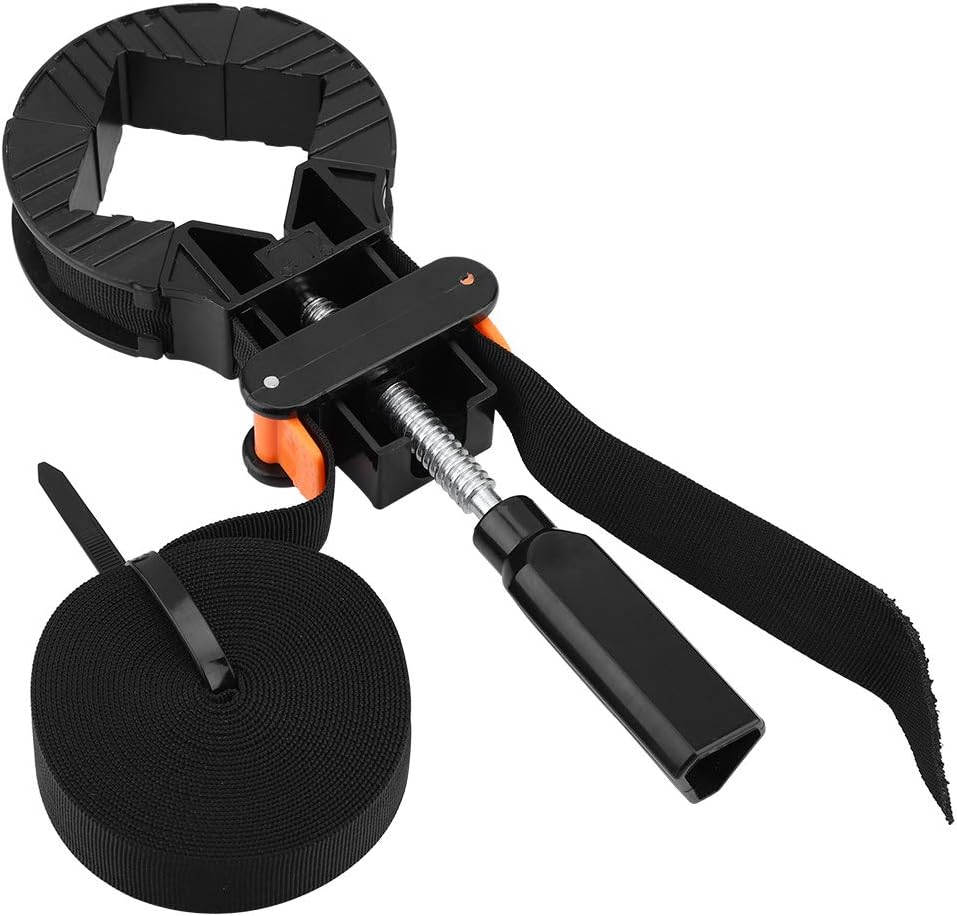 Fdit 6M Adjustable round Metal Corner Clamp Strap, 4 Jaws Frame Clamp Quick Release, Black image number 5