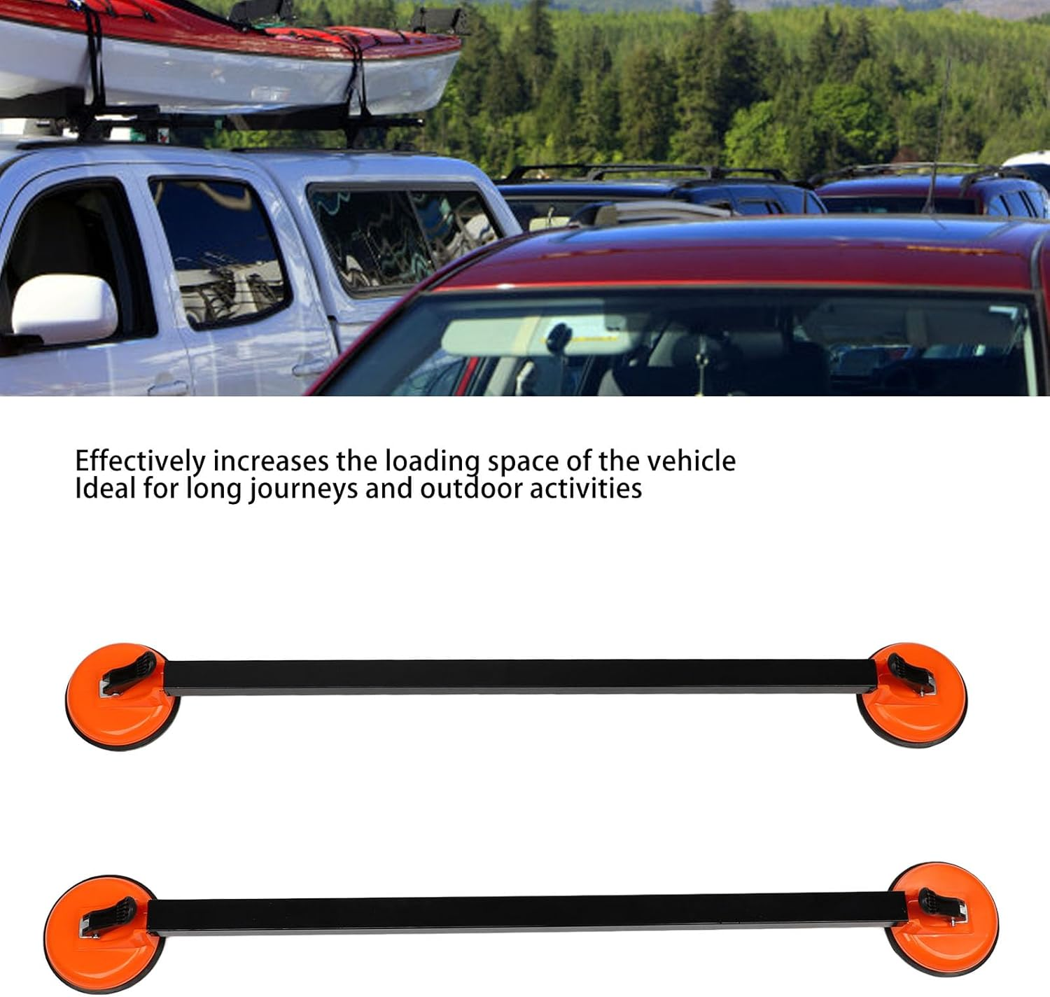 Car Roof Rack Cross Bars, 2Pcs 36.22 Inch Square Steel Tube Suction Mount Rooftop Cargo Luggage Carrier Bars, Universal Multifunctional Car Luggage Rack for Suvs, Sedans And image number 2