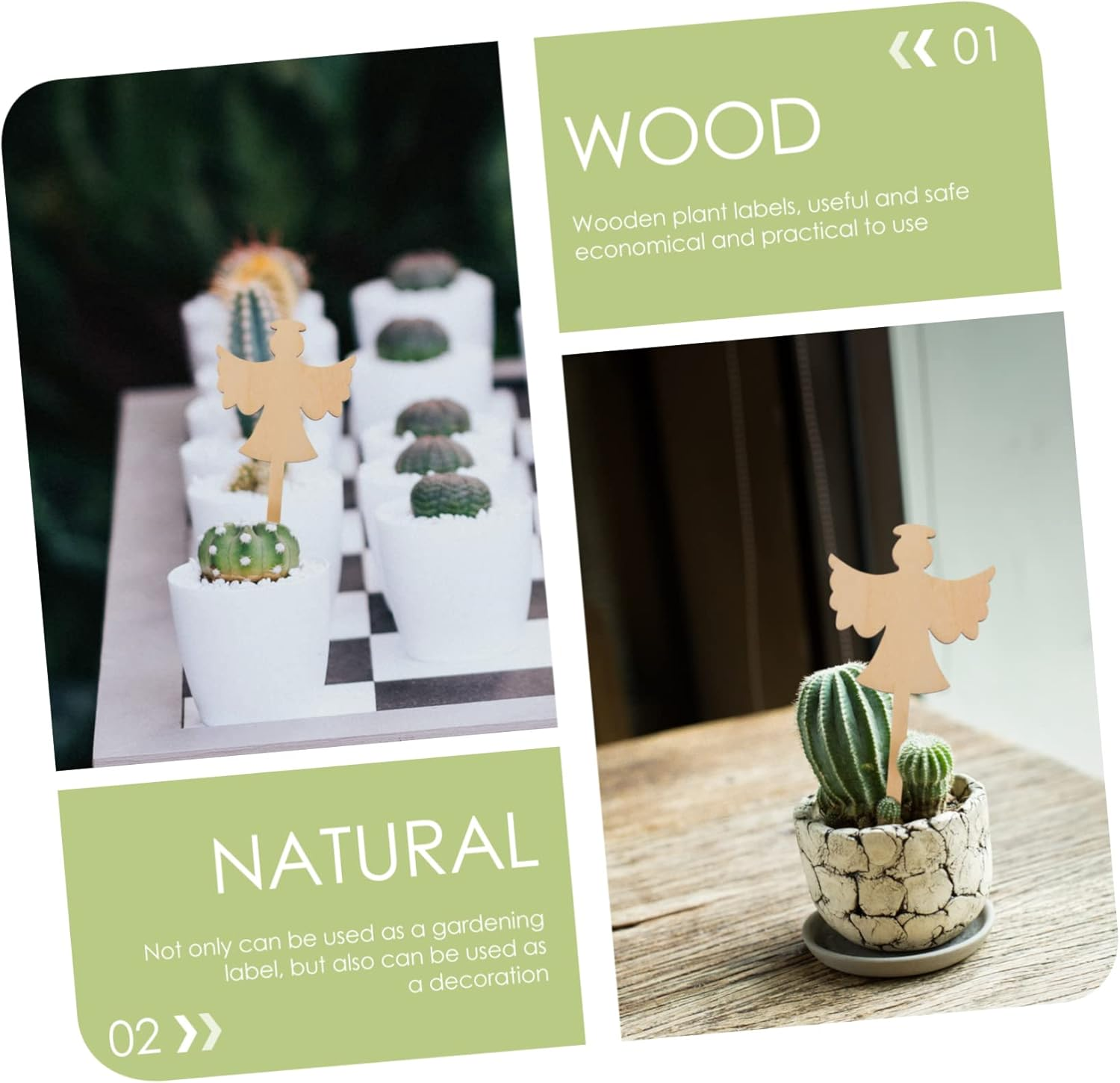 FUNOMOCYA 10Pcs Wooden Plant Labels for Flower Beds Gardening Decorative Tags Plants Flowers Labels Landscaping Pots Decor Garden Supplies image number 1