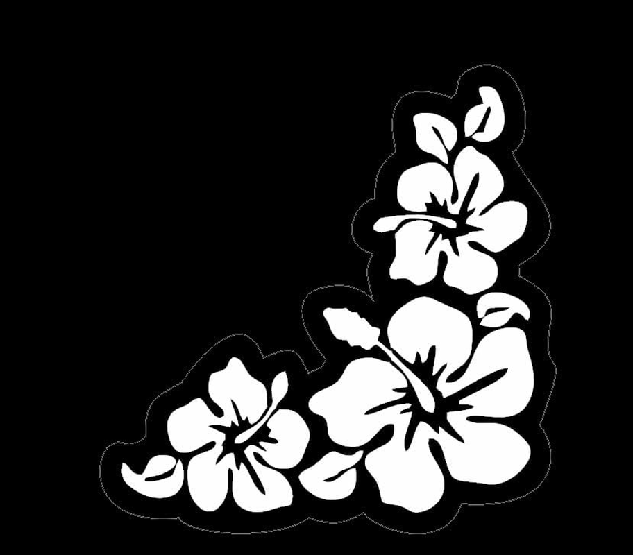 MAKTEM Hibiscus Car Sticker, Flowers Design Car Decals, White Flower Vinyl Sticker Hawaiian Flower Tropical (Only Flowers) image number 1