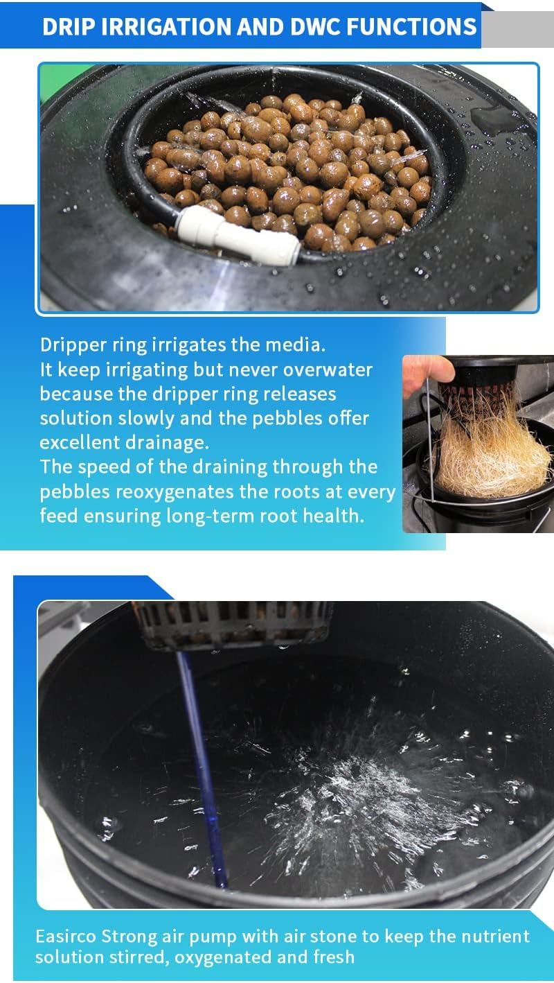 GROZY New DWC & Drip Irrigation Growing System Hydroponics Recirculating Drip Watering One Bucket Complete Kit