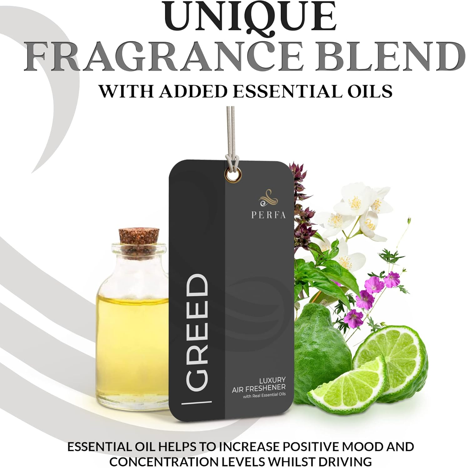 Greed Disposable Card Freshener for Men | Car Scents Air Freshener with Greed Fragrance | Strong Car Perfume Air Freshener with Odour Eliminating Technology | Greed by Perfa image number 1