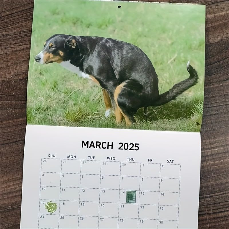 2025 Dogs Pooping in Beautiful Places Wall Calendar - Laminated, Everyday View, Humorous Canine Defecation in Scenic Settings, Monthly Grid Pages, Full-Year Planner image number 3