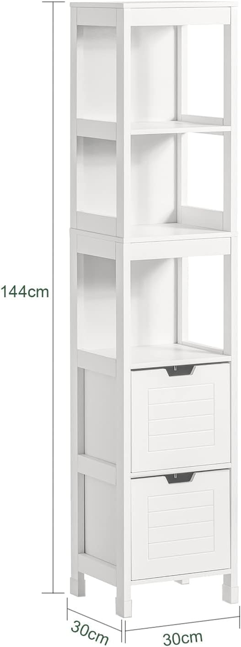 Sobuy Bathroom Storage Cabinet Freestanding Tall Cabinet, Tall Cupboard,Toilet Storage Standing Shelves with Drawers, FRG126-W image number 6