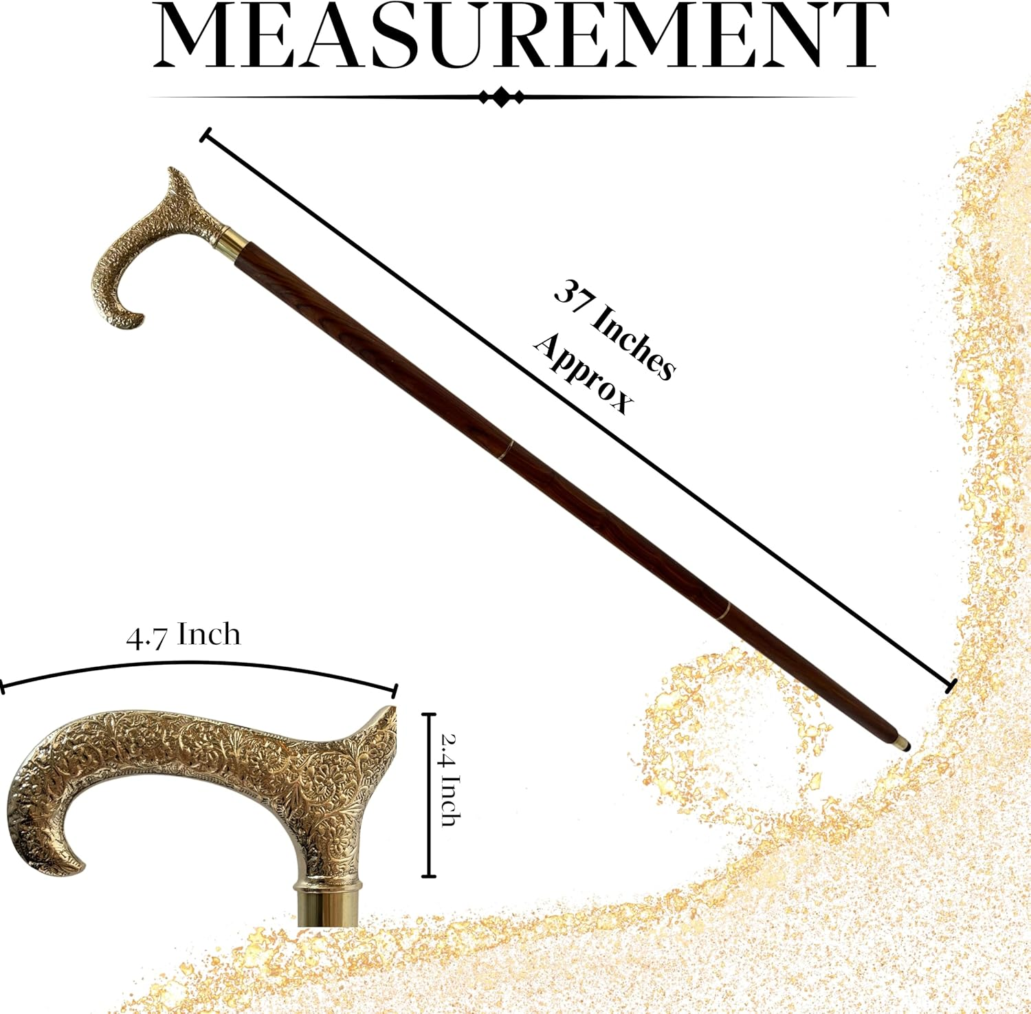 Must Buy - Derby Walking Stick Cane - Souvnear Canes and Walking Sticks in Natural Wood with a Brass Handle T Shape - Wooden Decorative Walking Cane Fashion Statement image number 3