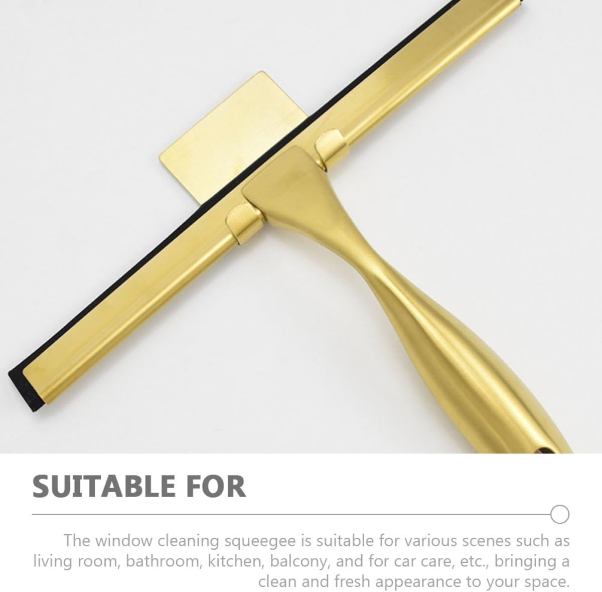 Yardwe 10-Inch Gold Stainless Steel Window Squeegee with Rubber Blade, Shower Glass Door Cleaner and Bathroom Scraper for Tile and Glass Surfaces, Home Window Cleaning Tool image number 3