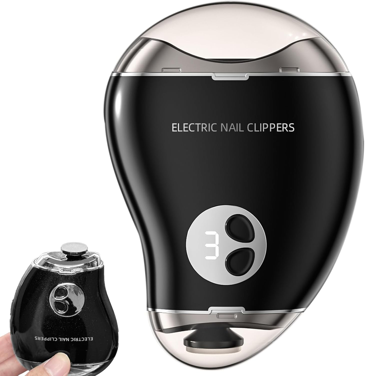 Electric Nail File for Thick Nails: Rechargeable Toe Nail Cutter with 3-Speed, LED Light & Safety Guard, Gentle for Seniors and Children (Black)