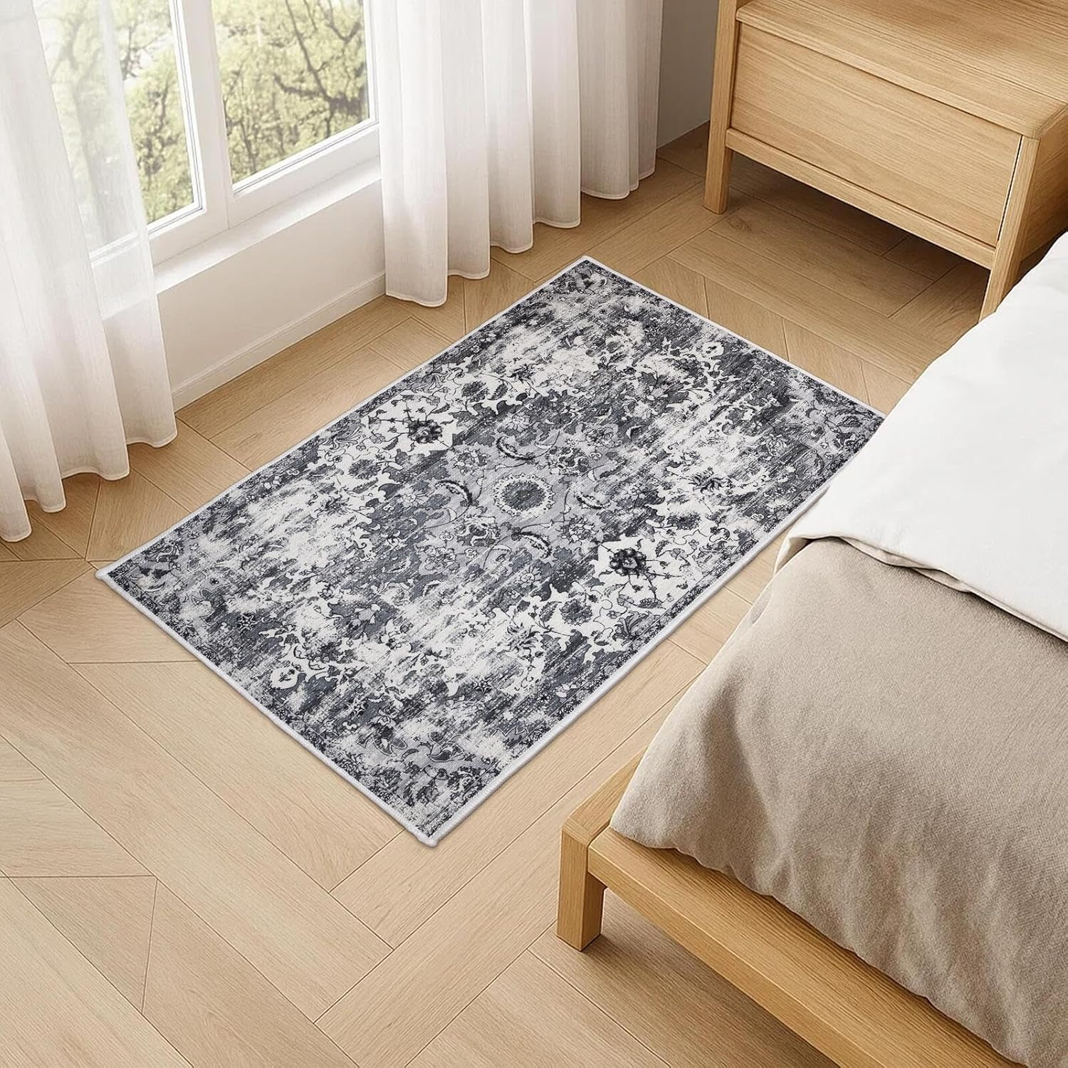 MARLOW Anti-Slip Floor Rugs, 200 X 290Cm Skin Friendly Area Rugs, Soft Large Home Decor Carpet Indoor Outdoor - Versatile for Bedroom, Dining Room, Living Room (Grey)