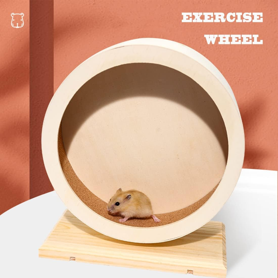 Antiai Hamster Wooden Silent Wheel, Small Animal Exercise Wheel Accessories, Quiet Spinner Hamster Running Wheels Toys for Hamsters,Guinea Pig, Gerbils, Mice and Other Small Pets,8.2' Medium Size image number 3