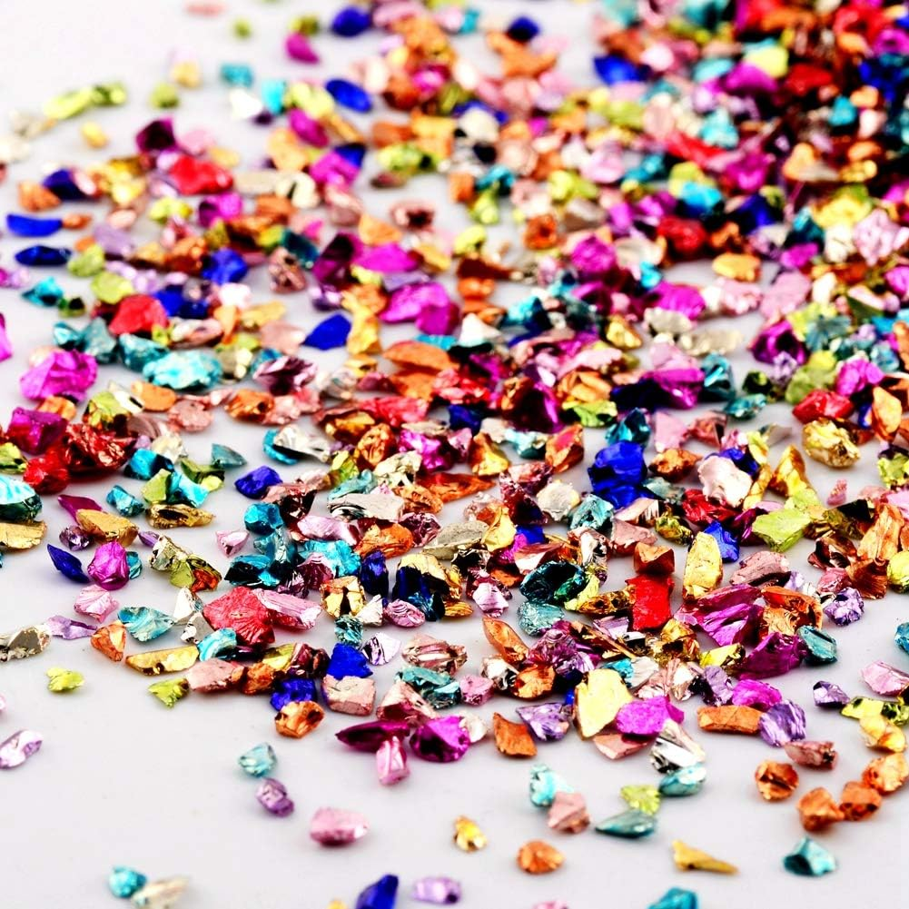 Crushed Glass Irregular Metallic Chips Sprinkles Chunky Glitter Multicolor 100G 2-4Mm for Nail Arts Craft DIY Vase Filler Epoxy Resin Mold Scrapbooking Jewelry Making Decoration (Multicolor, 2-4Mm) image number 5