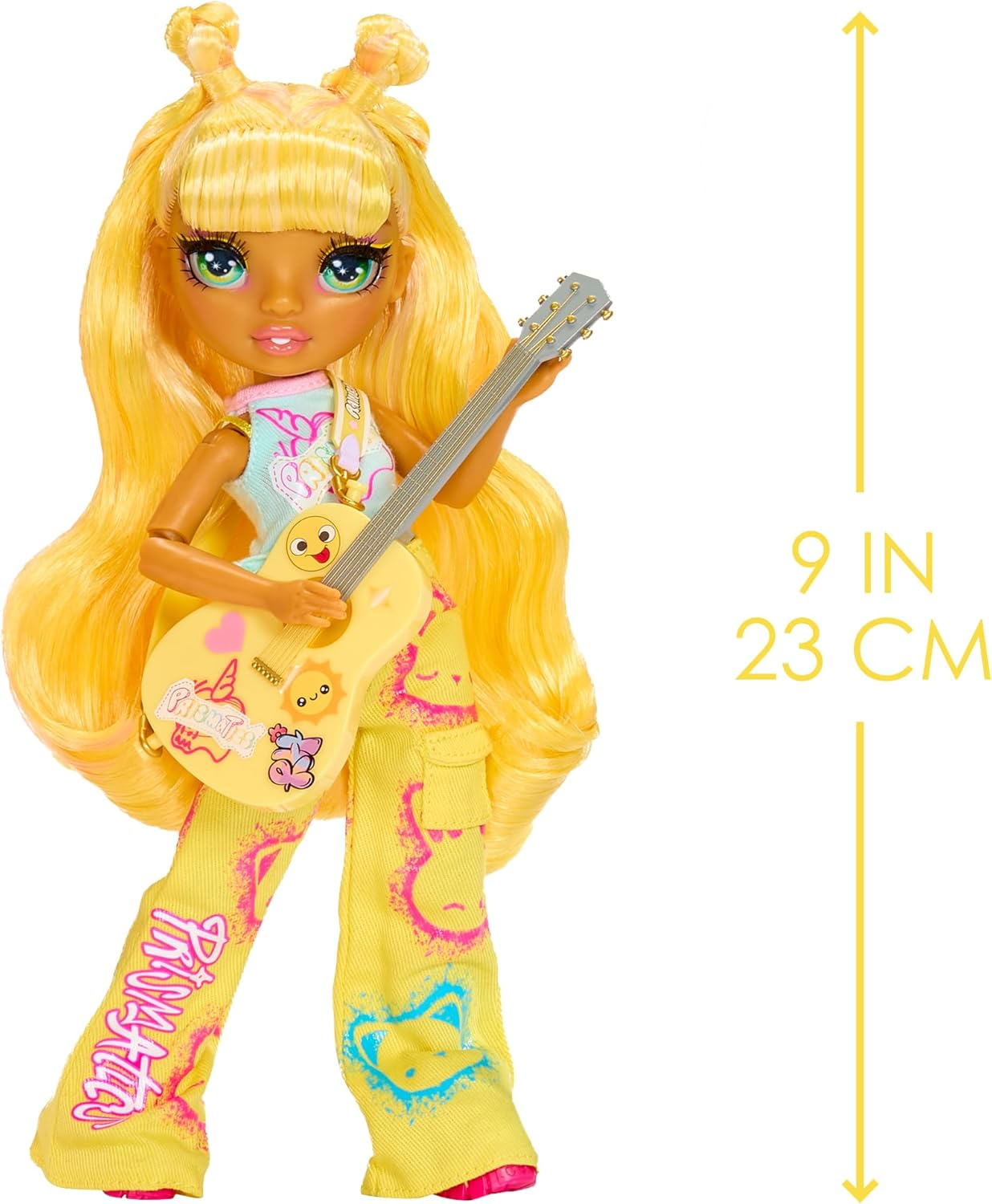 Rainbow High Jr High Rock Band - Sunny, Yellow 9&rdquo; Fashion Doll with Guitar, Customize with Stickers, Posable, for Kids Ages 4+ image number 3