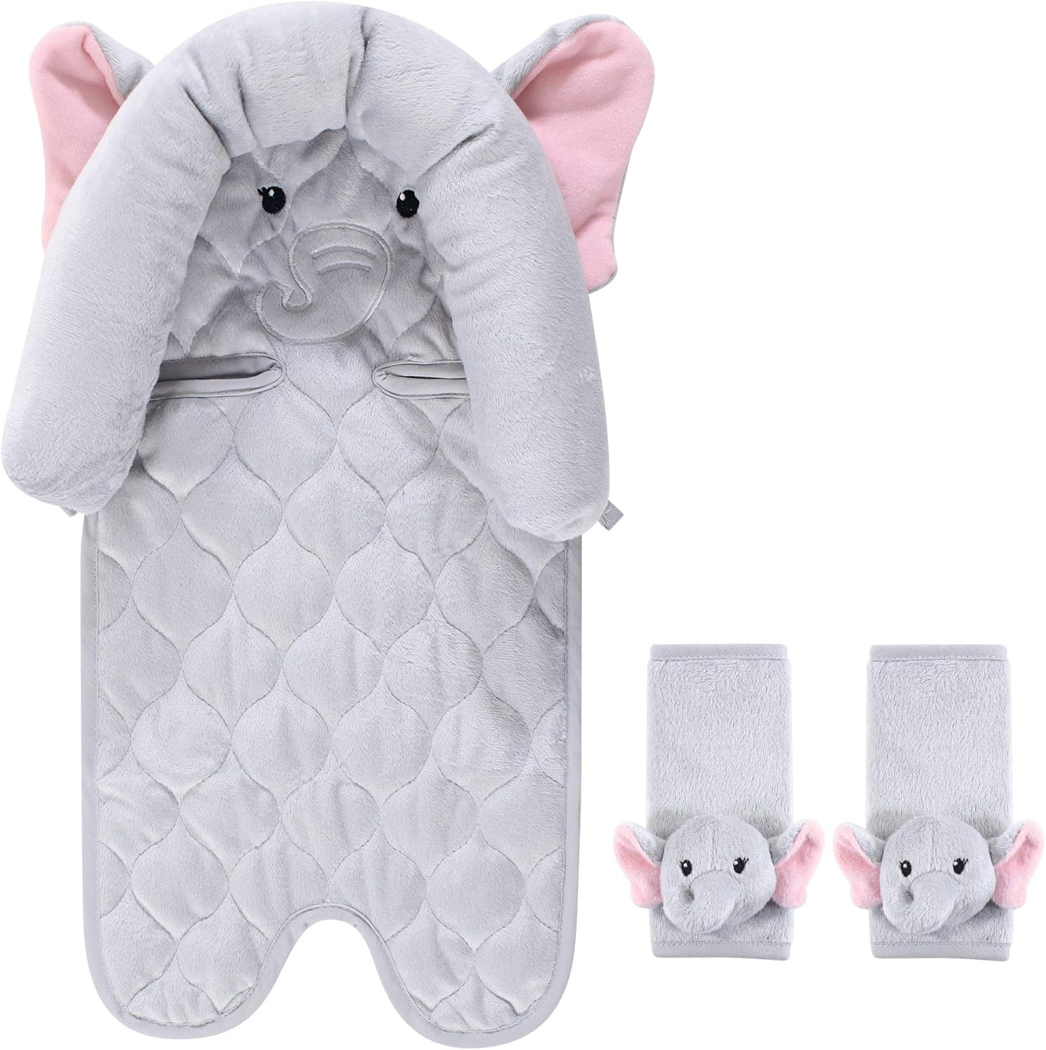 Hudson Baby Unisex Baby Car Seat Insert and Strap Covers, Blue Elephant, One Size image number 4