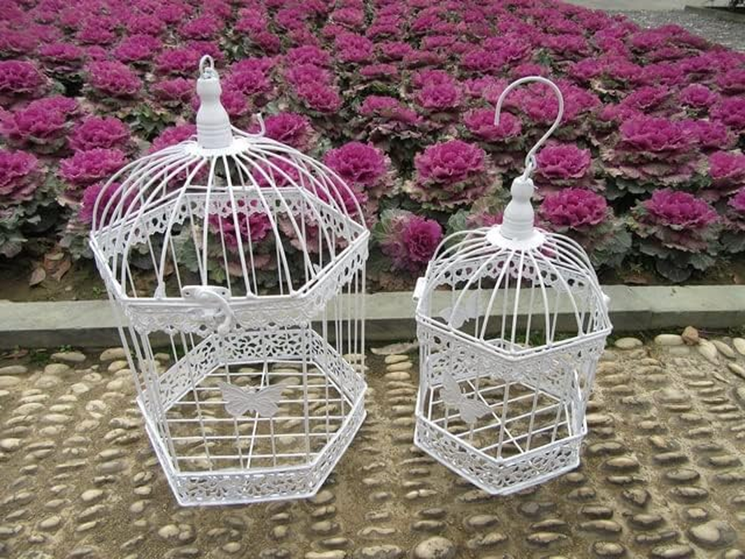 1Set 2In1 White Flying Butterfly Luxury Hanging Bird Cage image number 3
