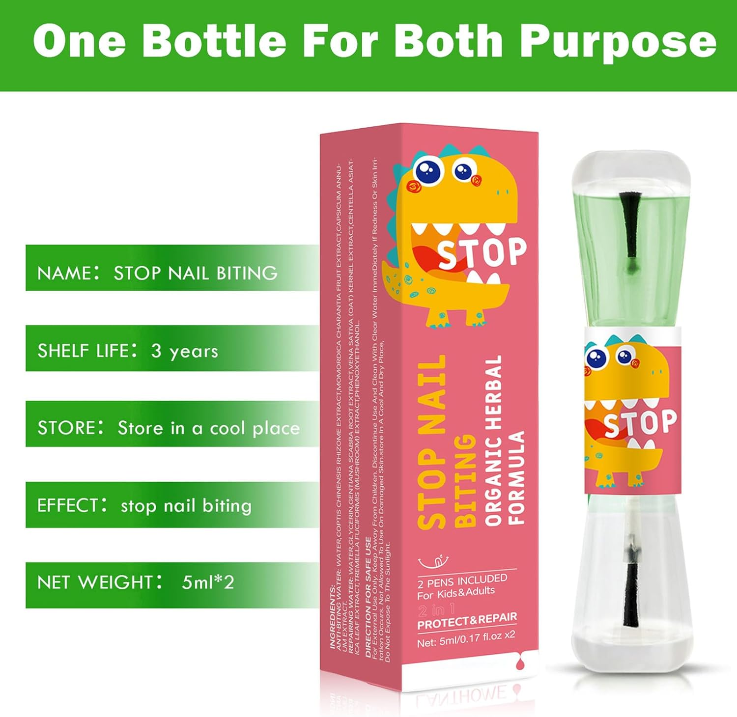10Ml No Bite Nail Polish, Kid'S Anti-Biting Nail Polish Liquid, Finger Sucking Guard Prevention, Natural Plant Extracts Nails Bitter for Kids & Adults