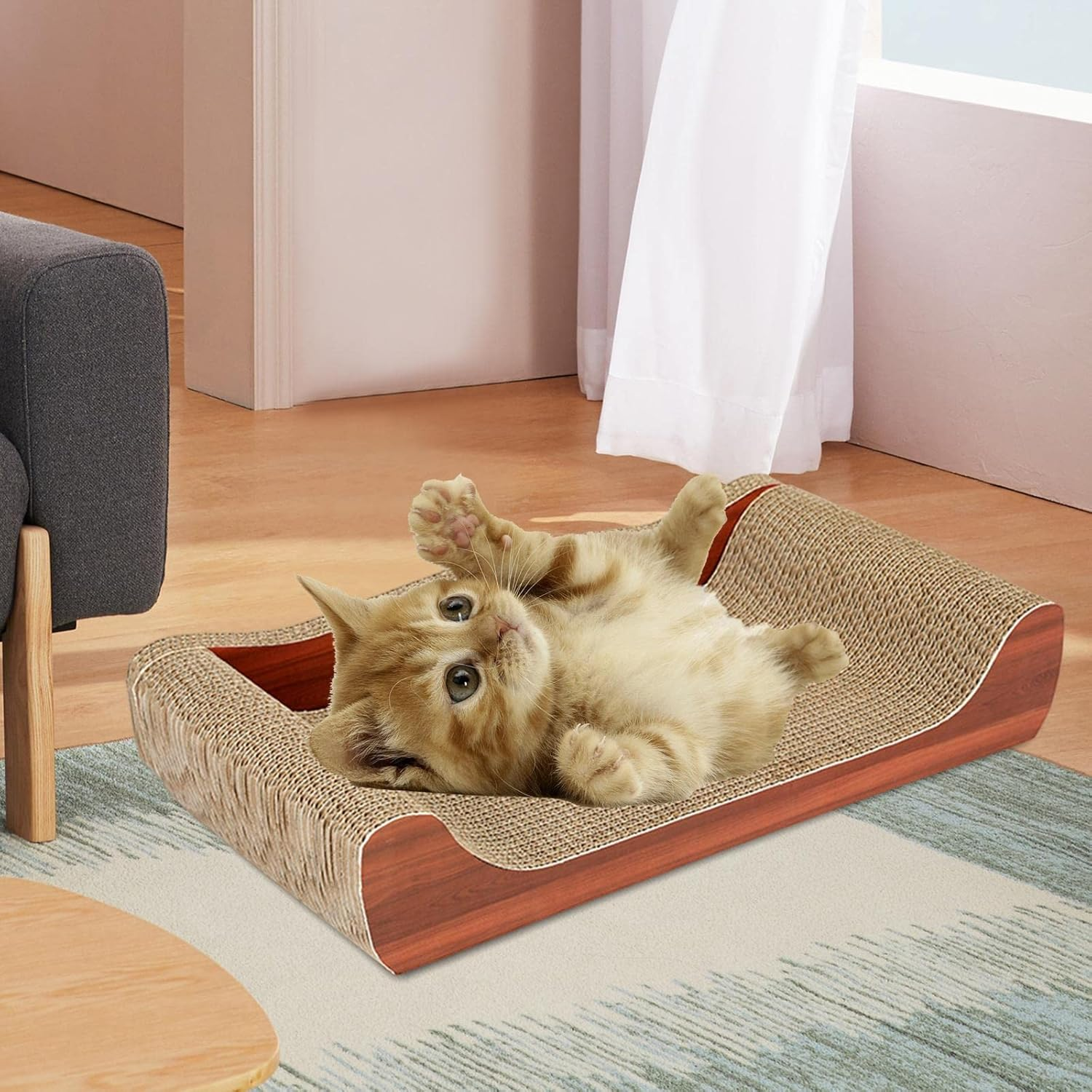 Cat Scratchers Cardboard Cat Scratch Bed Furniture Protector Cat Sofa Extra Large Grinding Claw Lounge Couch for Indoor Cats Kittens Resting, Brown 50Cmx27Cmx9Cm image number 2