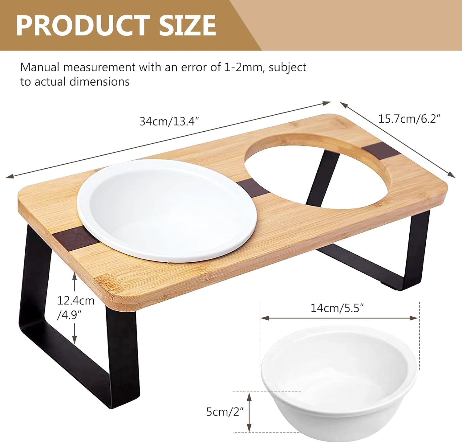 SUNOYA Raised Cat Bowl, Cat Feeding Station, 15&deg; Tilted Feeding Station, Feeding Bowl and Water Bowl for Cats and Small Dogs image number 1