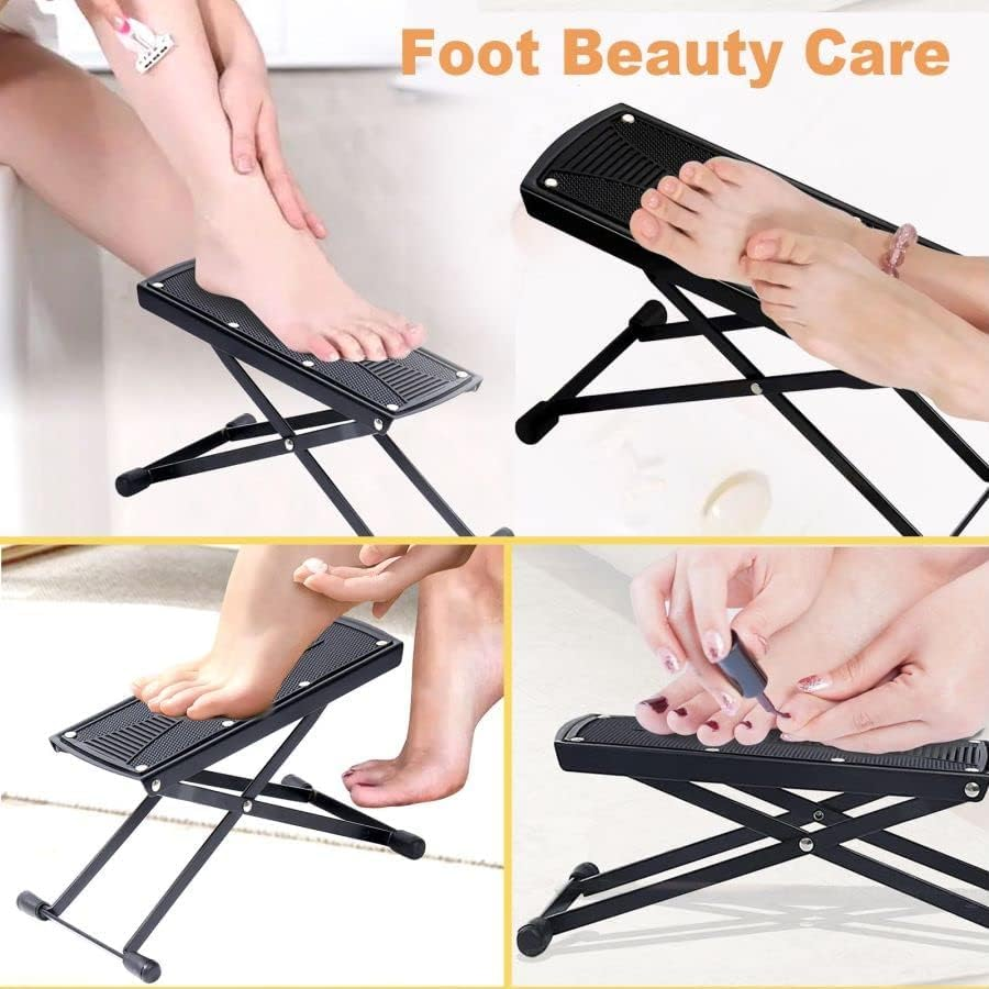 Ztohpyo Foldable Foot Rest, 6-Height Adjustable Spa Foot Stand, Non-Slip Sturdy Foot Care Stand for Easy Home Pedicures, Beauty Pedicure Stool Tool - White image number 5