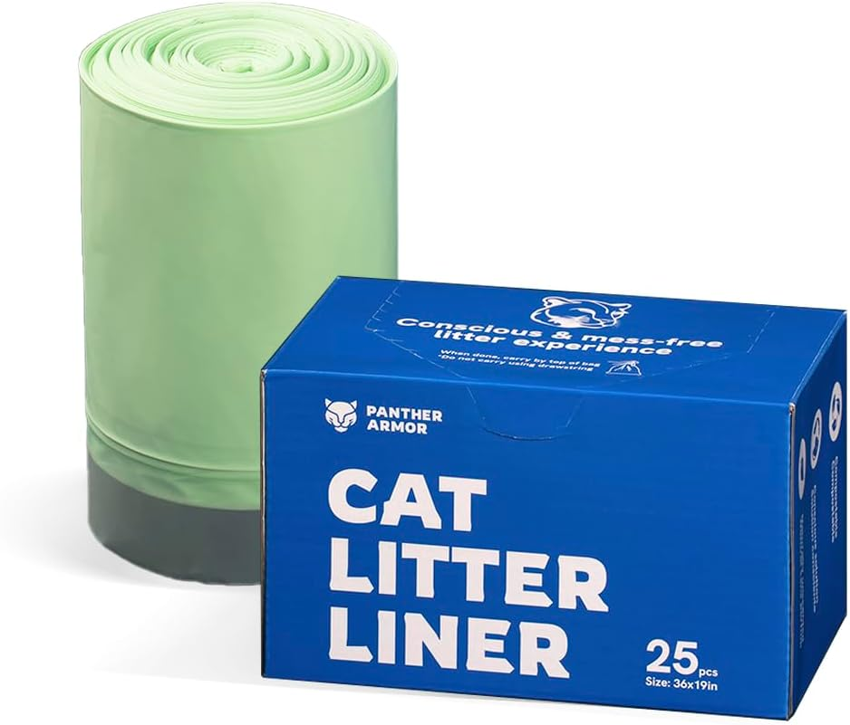 Panther Armor Jumbo Cat Litter Box Liners with Drawstring, 25 Count, Extra Large Elastic Liners, Unscented Cat Litter Liners to Keep Your Home Clean, Kitty Litter Bags, Cat Waste Bags, Pet Supplies image number 3