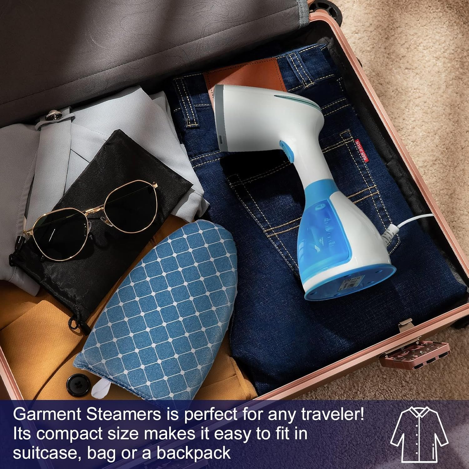 MUYXGYFE Garment Steamer,Handheld Clothes Steamer with Brush Ironing Gloves, 15-Second Fast Heat-Up, Fabric Wrinkle Remover,Travel Steamer Iron for Clothes, Curtains and Bedding image number 5