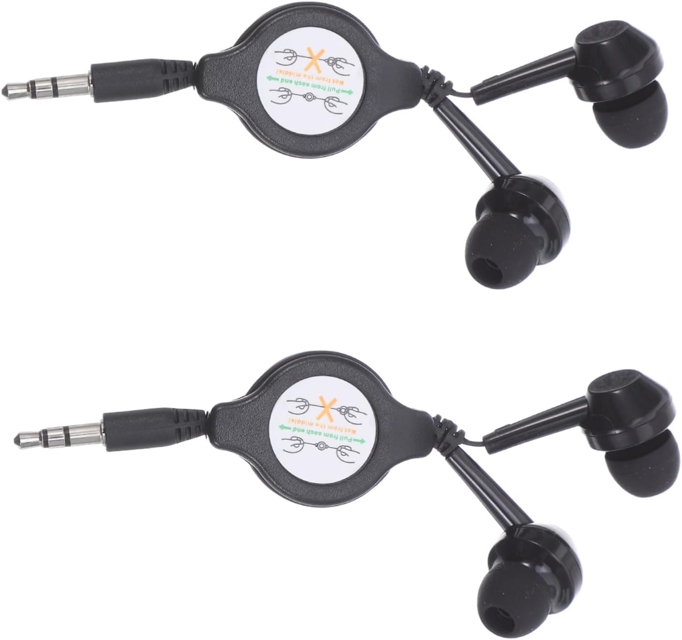 HEALSOPTHY 2Pcs Retractable Earbuds In-Ear Wired Earphones with Cable Noise Isolation Comfortable Gym Office Home image number 3