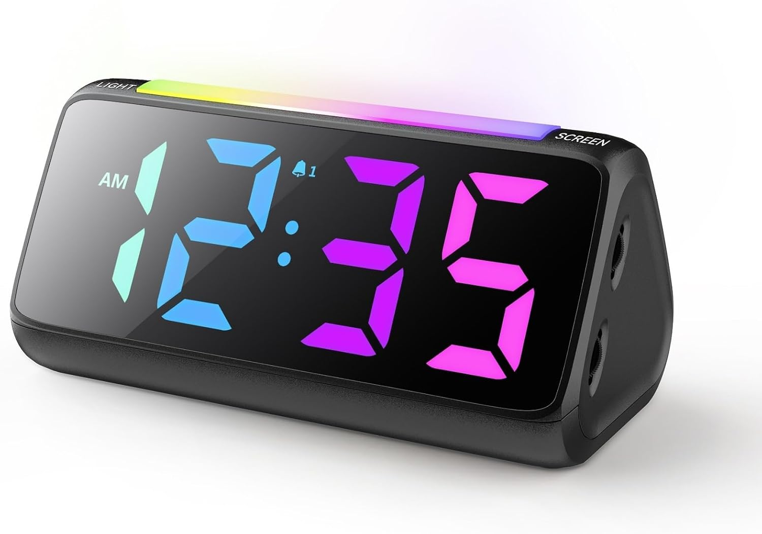Ohamtes Digital Alarm Clock，Bedside Clocks with RGB Night Light, Large Display, Dual Alarm, Snooze, 100% Adjustable Brightness Dimmer Alarm Clocks, Suitable for Bedside