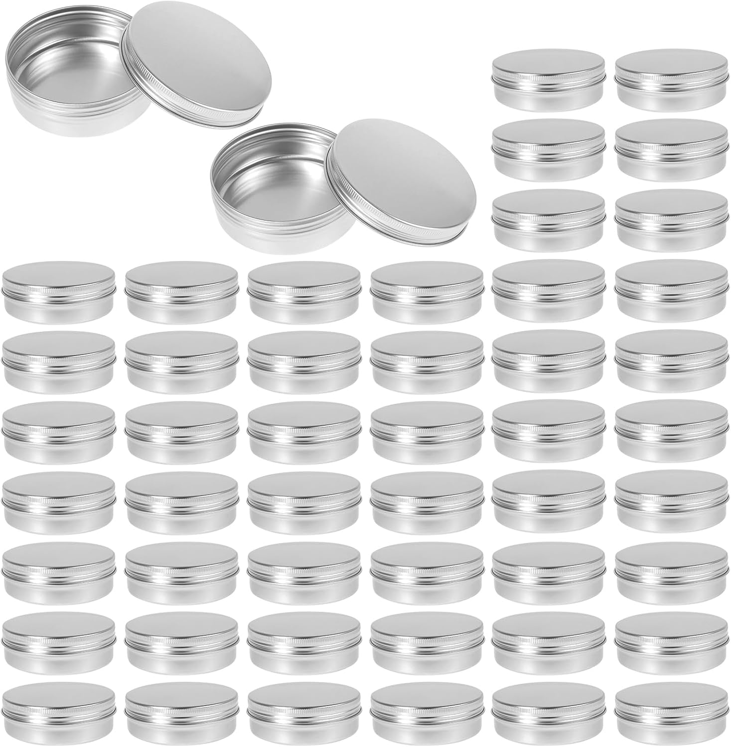 Awobepl 50 Pack 100Ml Aluminum Tin Jars with Airtight Screw Lids - Food Grade Reusable Containers for Cosmetics, Candies, Crafts & Coins image number 1