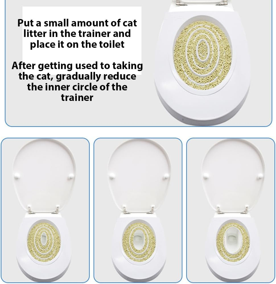 Cat Toilet Training, Reusable Universal Pet Cats Toilet Trainer Seat, Removable Pet Toilet, Toilet Trainer Cat Toilet, Cat Litter Mat, Cats Toilet Training System with Groove Design image number 6