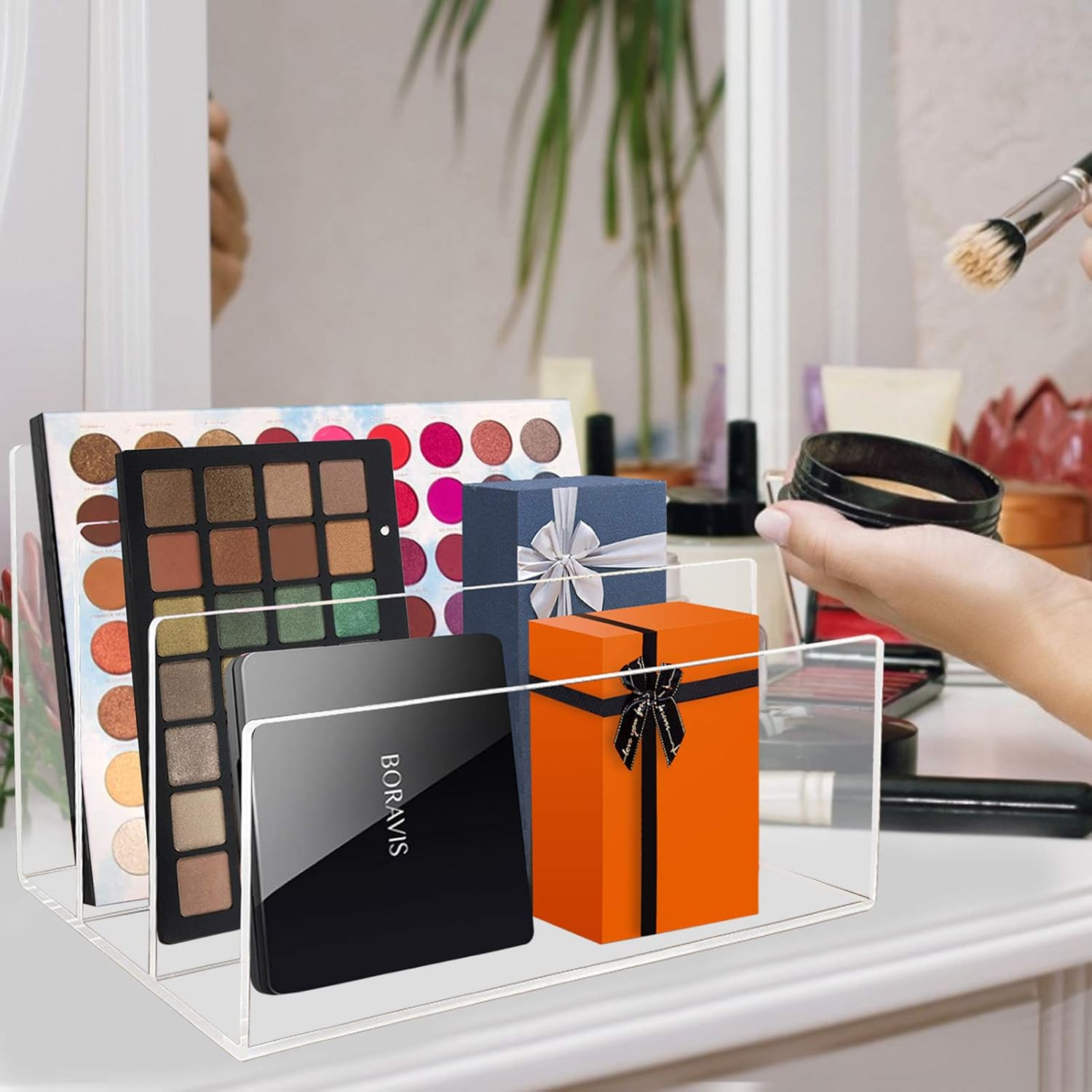 Tasybox Acrylic File Holder, Clear File Sorter Desk File Organizer 3 Sections Office Desktop Rack 9" X 6.5" X 6.5" image number 4