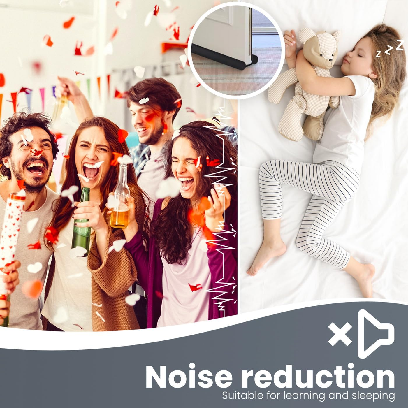 Door Seal & Draft Stopper - 37 Inch under Door Gap Blocker for Thermal Insulation, Noise Reducing, Particle Protection- Black image number 1