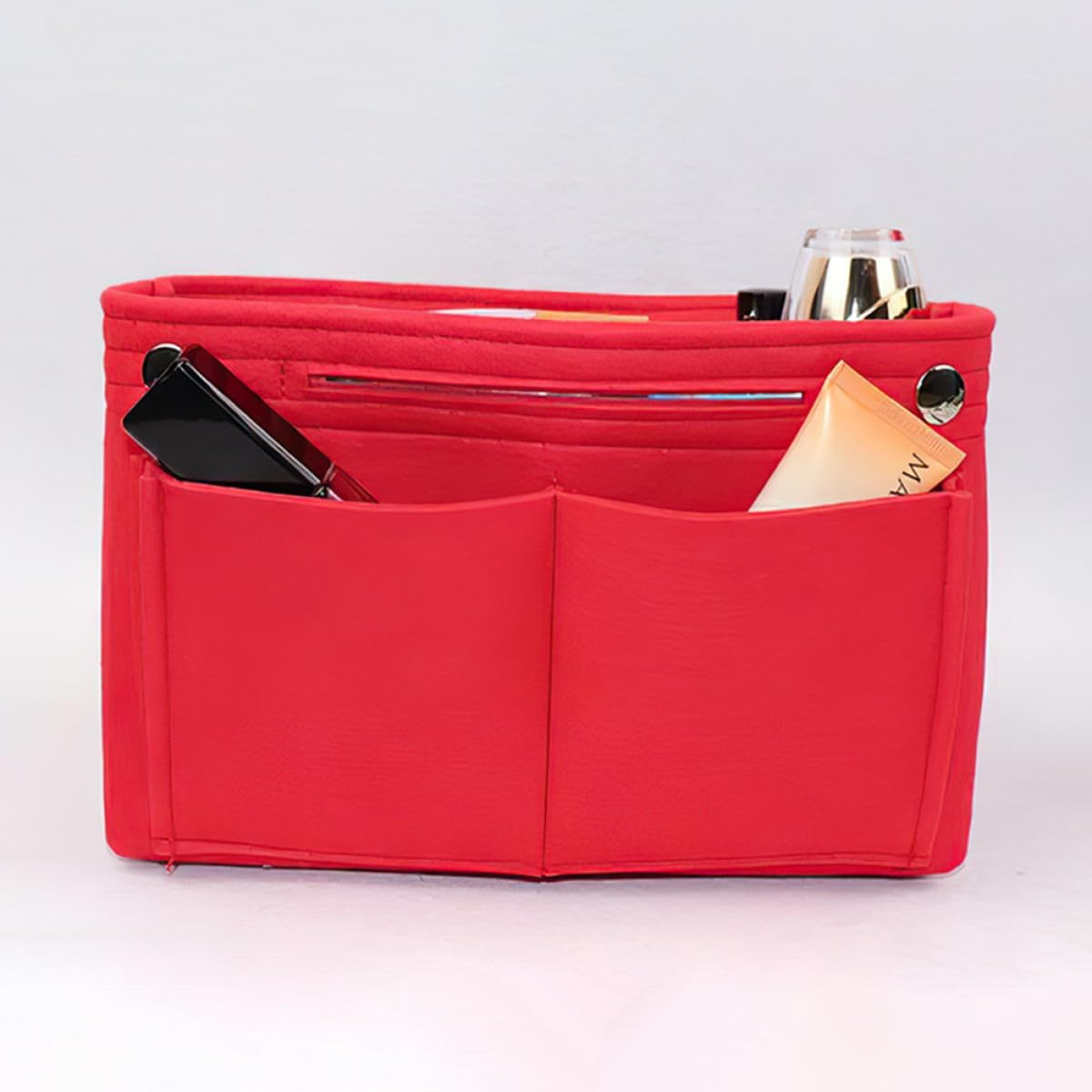Ibasenice Large Capacity Purse Organizer Insert Felt Bag Organizer Tote Handbag Insert Multi-Compartment Liner Red 24X15X8Cm image number 5