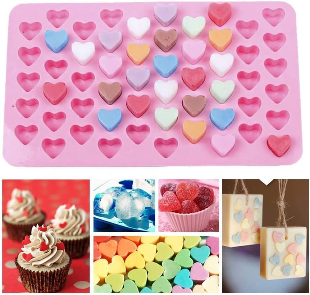 Gummy Bear Mold, WADY 4Pcs Gummy Bear Candy Molds Silicone,Gummy Molds with 4 Droppers,Non-Stick Silicone Candy Molds Including Mini Dinosaur,Bear Shape,Hearts and Mini Donut Forjelly,Candy, Chocolate